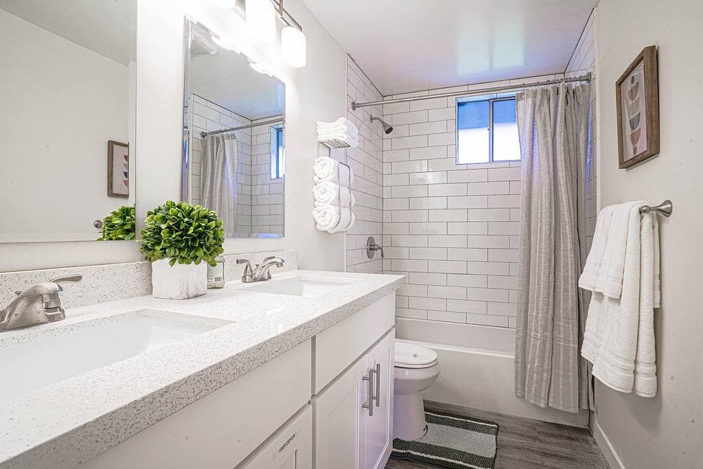 Enjoy a refreshing shower to start your day in this fully remodeled bathroom