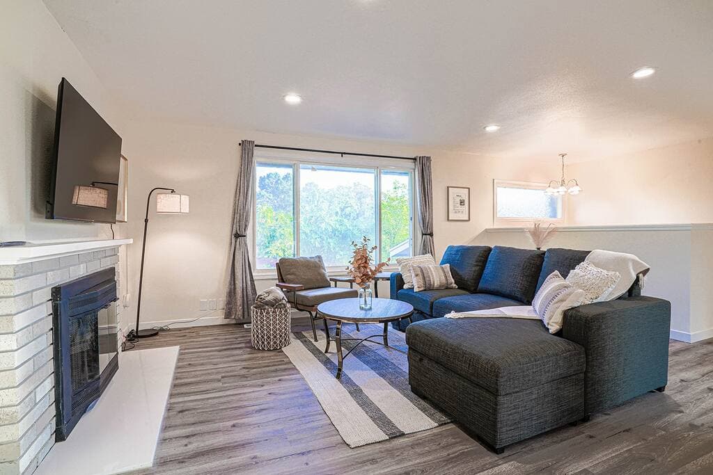 Cozy up on the sofa to watch your favorite shows. This sofa can be converted to a sleeping space for another person. Bedding can be found in the hallway closet