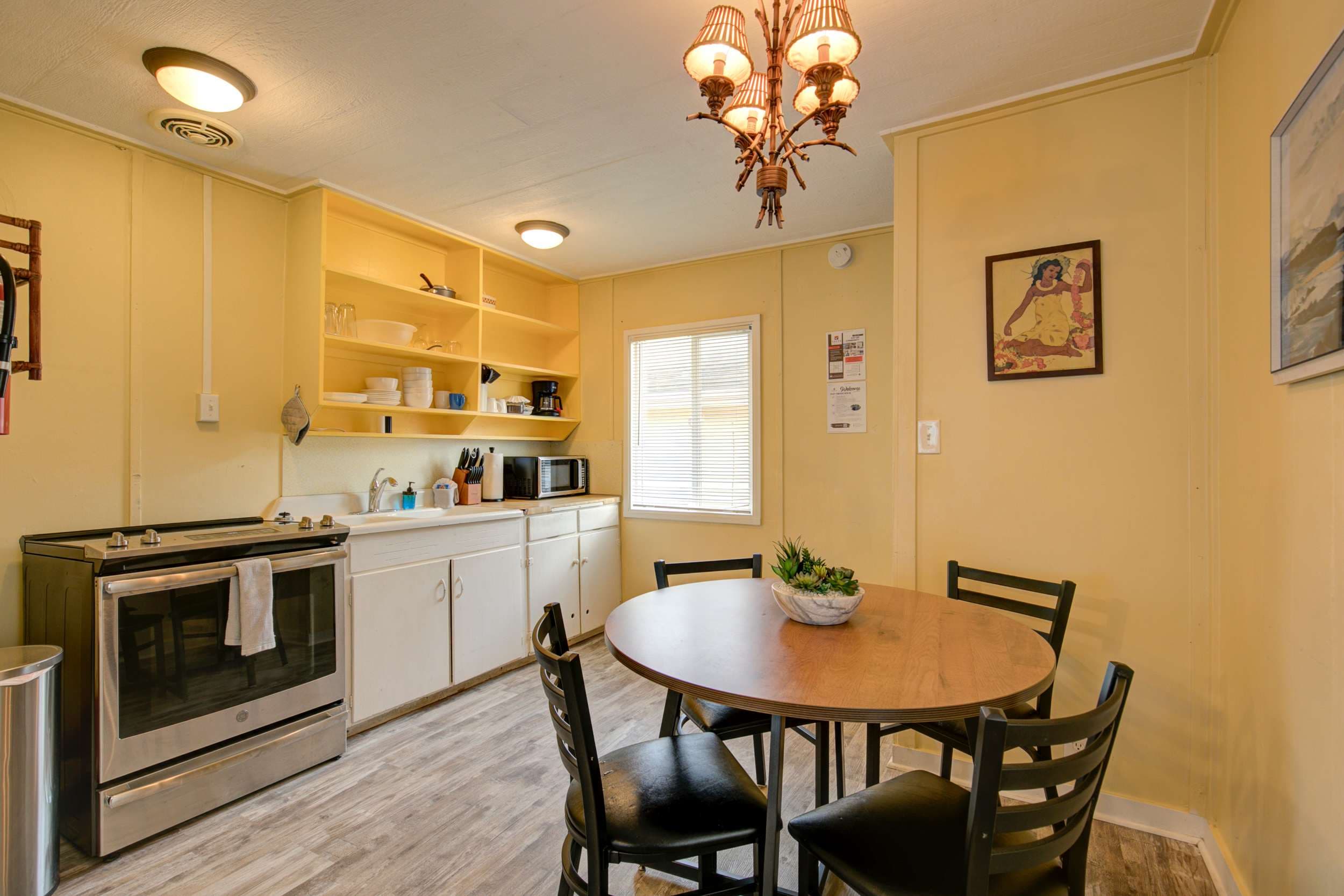 Enjoy meals and conversation around this cozy round table