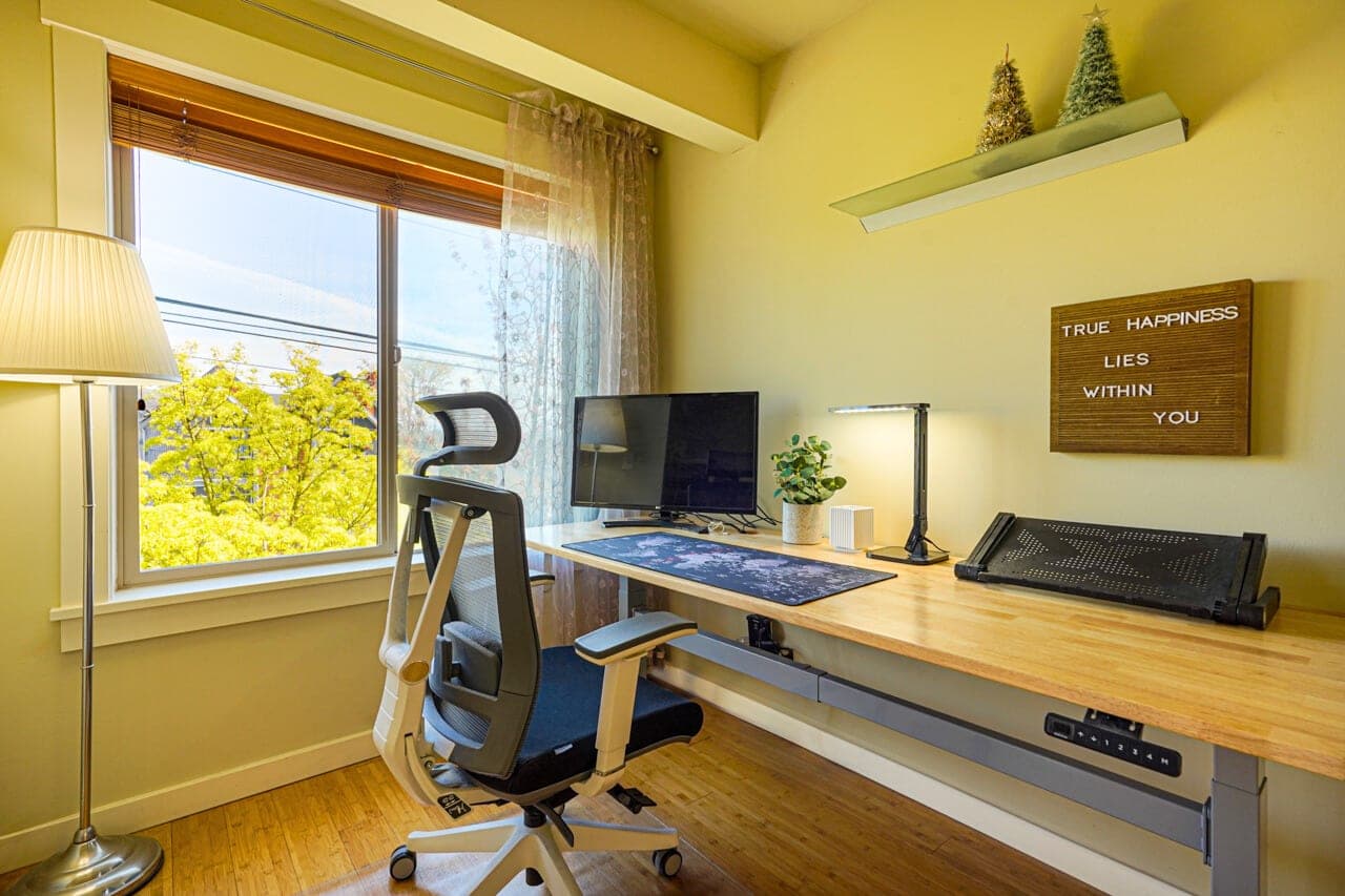 One of the standout features of this house is the dedicated working station on the 2nd floor, equipped with an ergonomic desk and chair, allowing you to stay productive